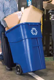 Poubelle de recyclage bleu sur roues avec couvercle, 50 gal2.webp