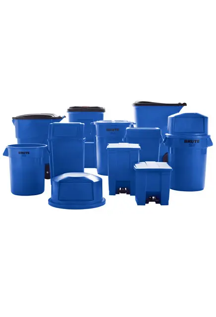 Poubelle de recyclage bleu sur roues avec couvercle, 50 gal3.webp