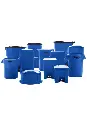 Poubelle de recyclage bleu sur roues avec couvercle, 50 gal3.webp