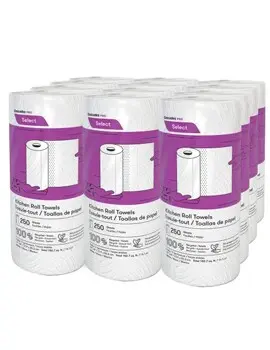 K250 SELECT Essuie-tout en rouleau blanc, 12 x 250 feuilles3.webp