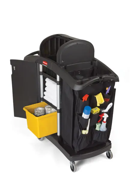 Chariot de concierge double avec cabinet verrouillable4.webp