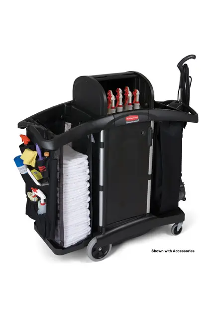 Chariot de concierge double avec cabinet verrouillable1.webp