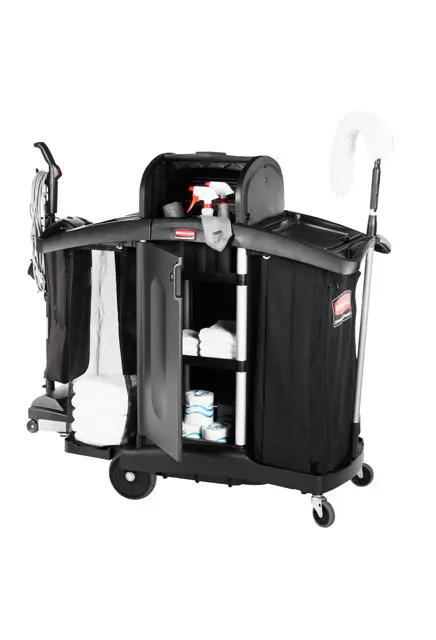 Chariot de concierge double avec cabinet verrouillable3.webp