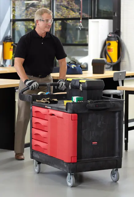 Chariot de travail à tiroirs et portes verrouillables Rubbermaid 4533-88 8.webp