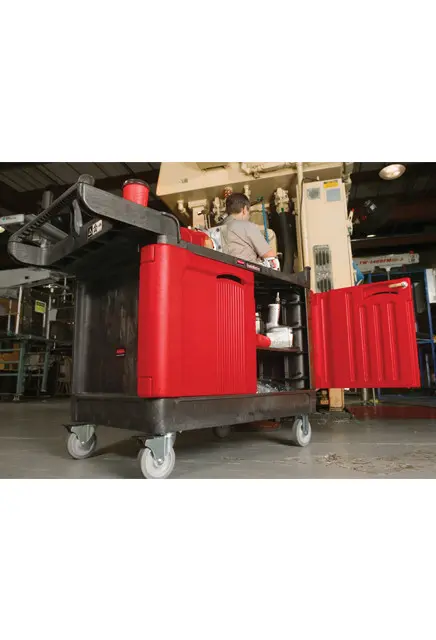 Chariot de travail à tiroirs et portes verrouillables Rubbermaid 4533-88 5.webp