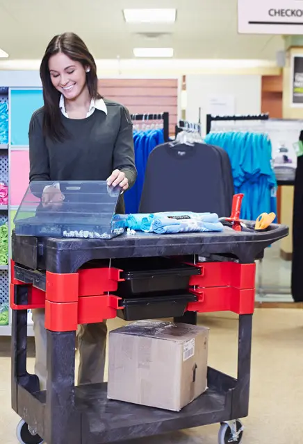 Chariot de travail avec compartiments de rangement Rubbermaid 6180 3.webp