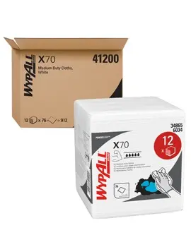 41200 Wypall X70 Chiffons pour travaux moyens pliés en 4 blancs 1.webp