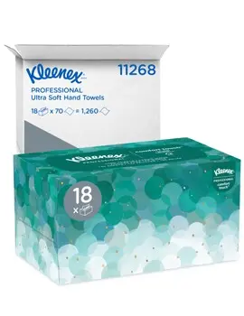 11268 KLEENEX Essuie-mains pli simple blanc Pop-up, 18 x 70 feuilles2.webp