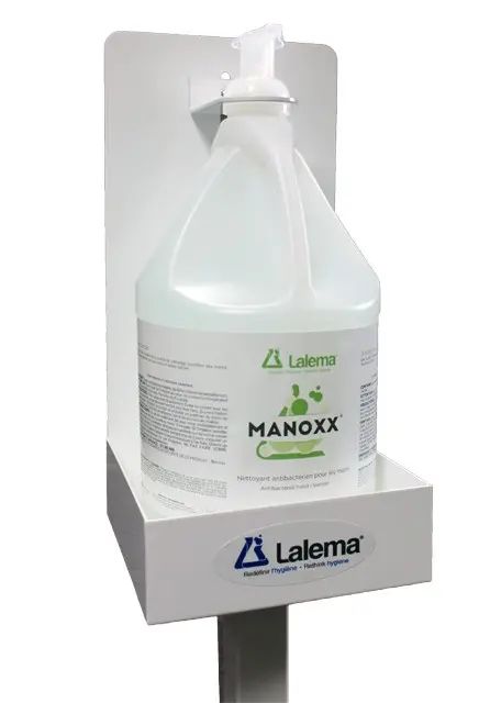 Station de distribution de désinfectant à mains sur pied 3.webp