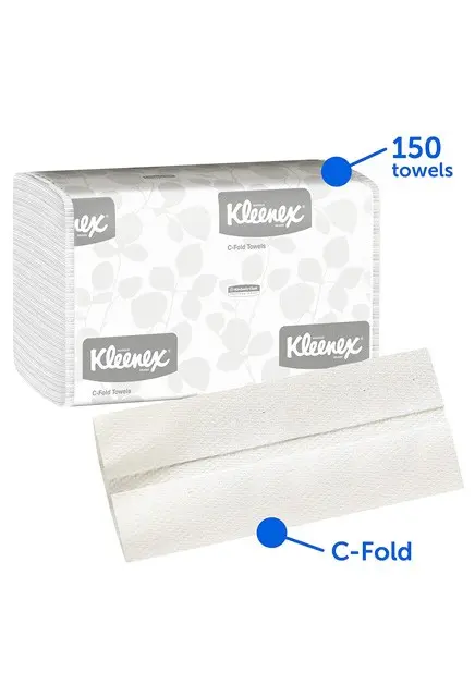 01500 KLEENEX Essuie-mains pliés en C blanc, 16 x 150 feuilles2.webp