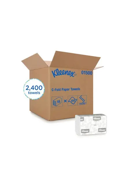 01500 KLEENEX Essuie-mains pliés en C blanc, 16 x 150 feuilles5.webp