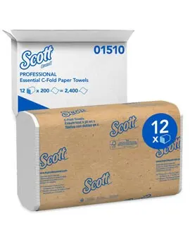 01510 SCOTT Essuie-mains pliés en C blancs, 12 x 200 feuilles2.webp