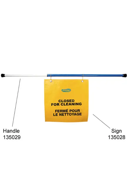 Affiche suspendue bilingue au cadre de porte Fermé pour le nettoyage 1.webp