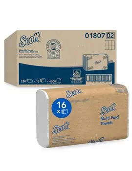 01807 SCOTT Essuie-mains plis multiples blancs, 16 x 250 feuilles3.webp