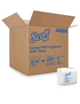 Papier hygiénique entrelacé plié Scott 48280, 2 plis, 36 x 250 par caisse2.webp
