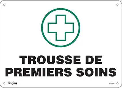 Enseigne " Trousse de premiers soins" en français