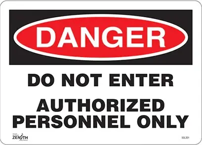 Enseigne «Danger Personnel Autorisé Seulement» bilingue