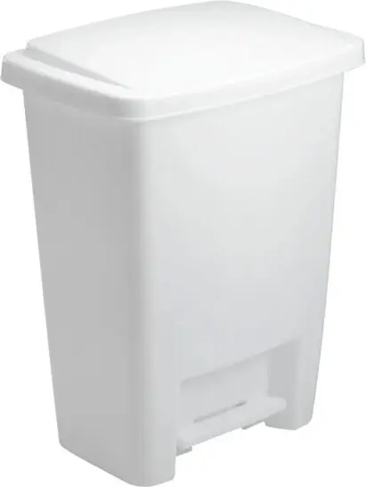 Poubelle à pédale en plastique blanc, 8 gallons