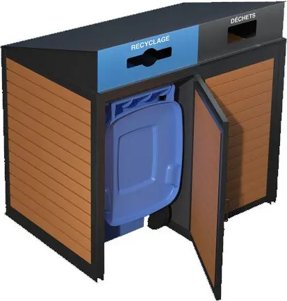 ABRI-BAC Îlot de récupération 2 voies pour bac roulant