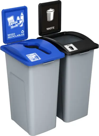 WASTE WATCHER Station de recyclage mixte avec panneau 64 gal