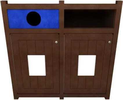 AURA Îlot pour le recyclage des bouteilles et canettes 64 gal