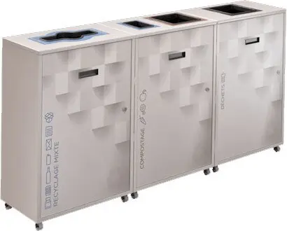 LOUNGE Station de recyclage latérale triple 87L