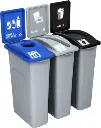 WASTE WATCHER Îlot avec panneaux pour Déchets, canettes et papiers 69 gal