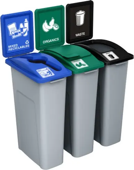 WASTE WATCHER Îlot avec panneaux déchet, recyclables et compost 69 gal