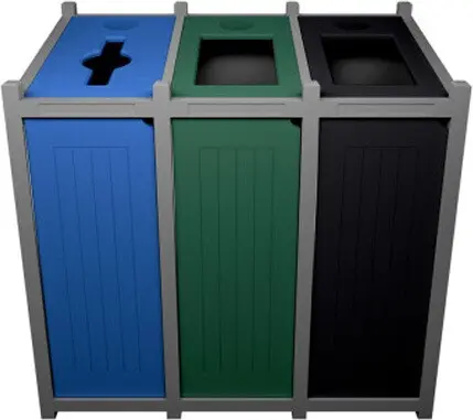 VENTURE Poubelles de recyclage 3 voies 69 gal
