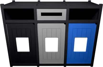 VISION Station de tri pour le recyclage 3 voies 96 gal