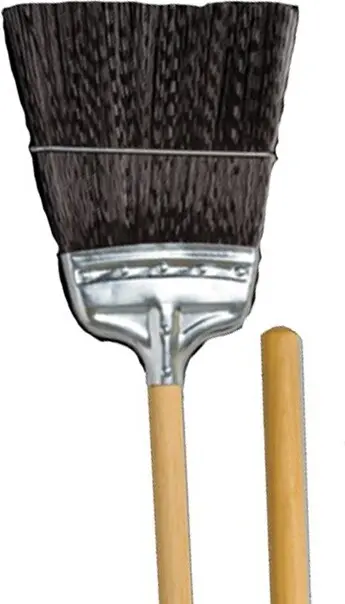 Balai à rail polypropylène avec fibres brunes rigides et bout arrondi