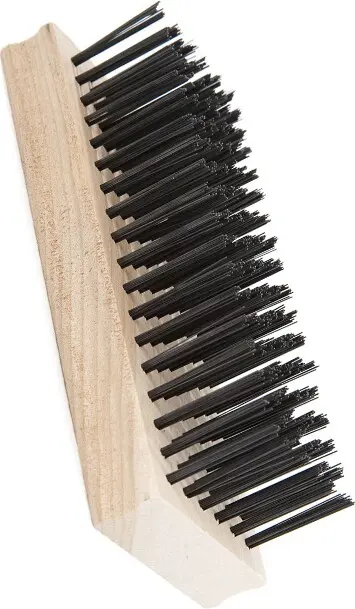 Brosse à fils d'acier trempé avec bloc rectangulaire rainuré