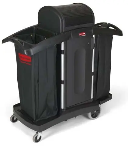 Chariot de concierge double avec cabinet verrouillable