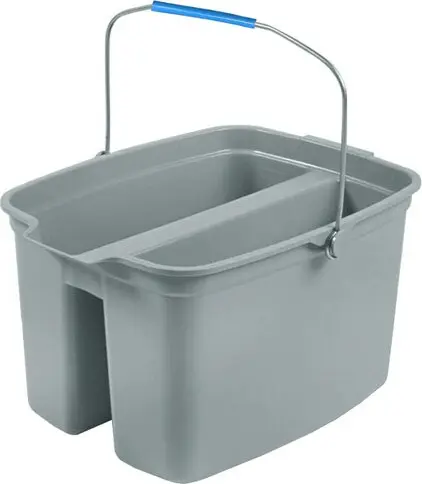 Seau double en plastique avec poignée, gris 14 L