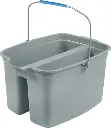 Seau double en plastique avec poignée, gris 14 L