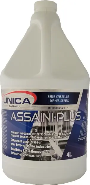 ASSAINI-PLUS Détachant et assainissant pour lave-vaisselle industriel