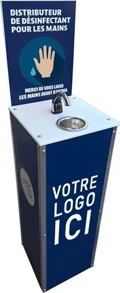 Borne distributeur de désinfectant pour les mains personnalisable