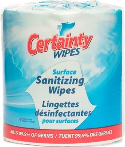 CERTAINTY Lingettes désinfectantes sèches 1500 lingettes/rouleau