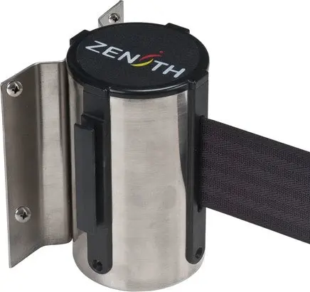 Barrière à fixation murale en acier inoxydable avec ruban de 12'