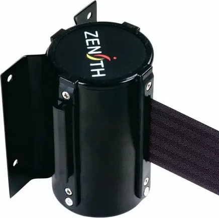 Barrière à fixation murale noire avec ruban de 12'