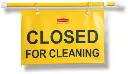 Affiche suspendue bilingue ''Fermé pour le nettoyage''