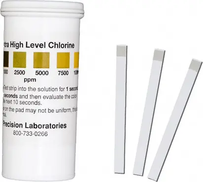 Bandelettes pour mesurer le chlore 10 000 ppm