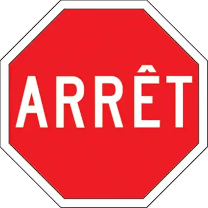 Enseigne "Arrêt / Stop" bilingue