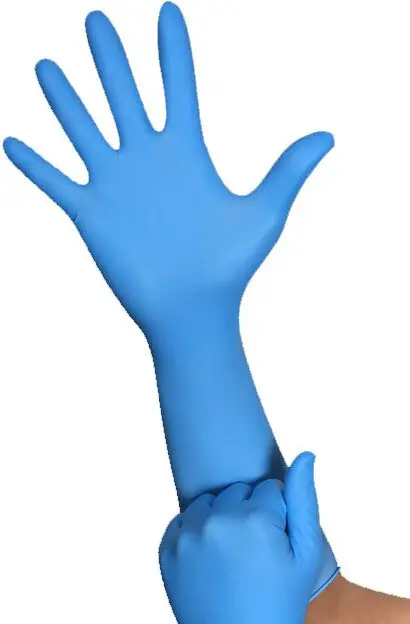 Gants en nitrile bleu 8 mils avec manche long et sans poudre 50 gants / boîte
