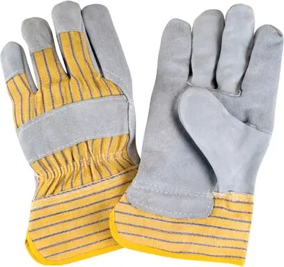 Gants d'ajusteur, Grand, Paume en Cuir de vache refendu, Doublure en Coton