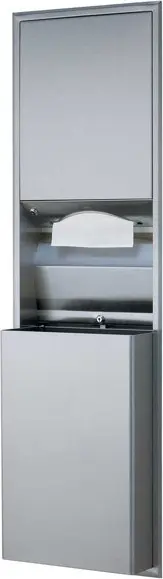 Distributeur de papiers et poubelle en unité murale de 56" Bobrick B-3944 CLASSIC, 45.5 L