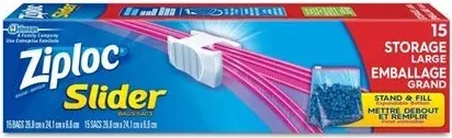 Grands sacs d'emballage avec fermeture à glissière Ziploc, 15 sacs