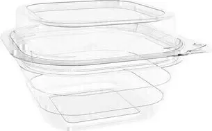 Contenant recyclable à charnière avec couvercle en dôme