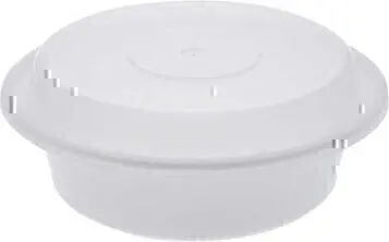 Contenant rond en plastique recyclable et réutilisable avec couvercle