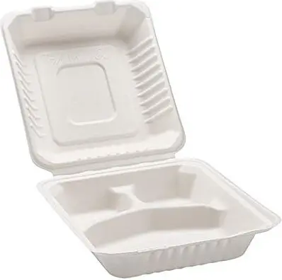 Contenants à bagasse compostable - 3 compartiments
